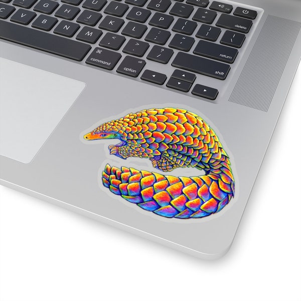 Psychedelic Rainbow Pangolin Trippy Scaly Anteater Groovy Hippie Cute Animals Vinyl Stickers