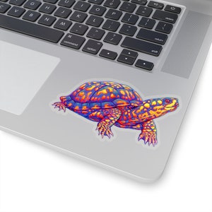 Psychedelic Rainbow Cute Eastern Box Turtle Colorful Reptile Art Vinyl Stickers