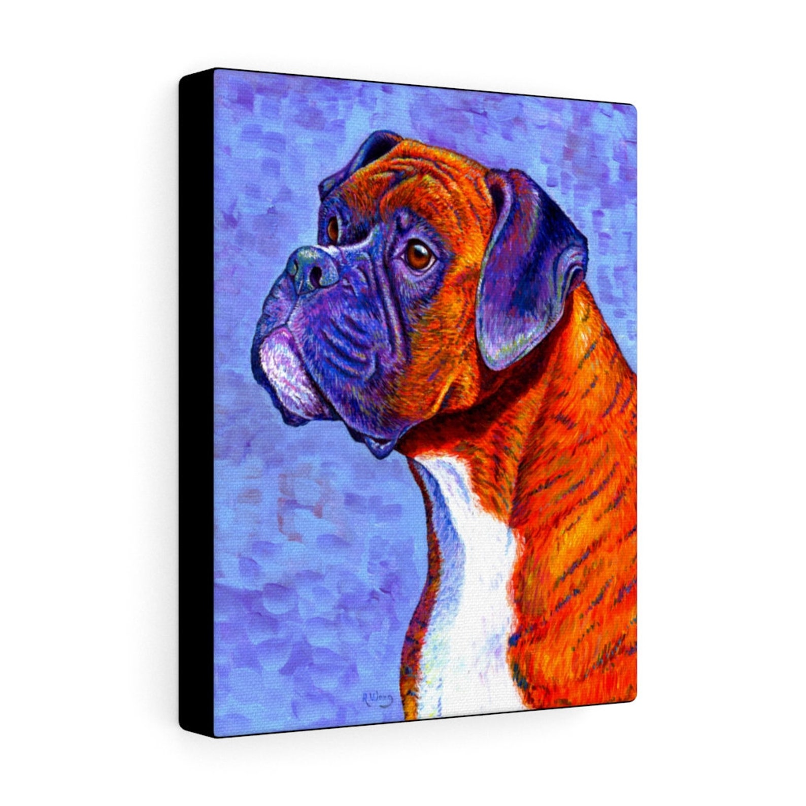 Colorful Brindle Boxer Dog Stretched Canvas Art Print Wall Art Etsy