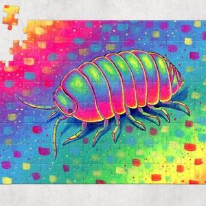 Rainbow Isopod Colorful Cute Roly Poly Psychedelic Pill Bug Trippy Woodlouse Jigsaw Puzzle 120, 252, 500-Piece image 1