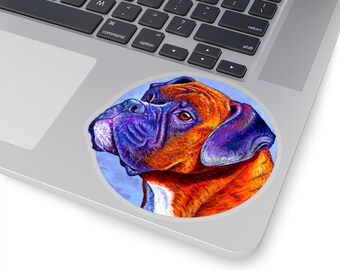 Colorful Brindle Boxer Cute Rainbow Dog Trippy Vinyl Stickers