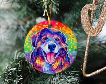 Pet Portrait Ceramic Round Ornament Custom Hand Painted Cat Dog Memorial Pet Loss Personalized Gift