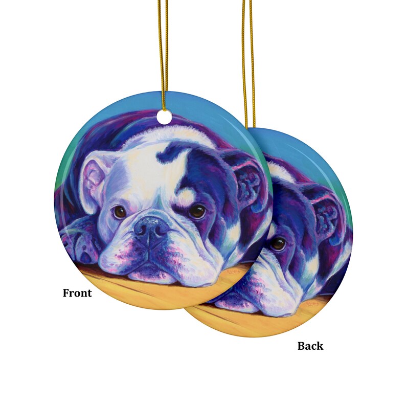 English Bulldog Cute Colorful Rainbow Dog Pop Art Ceramic Porcelain Ornament image 5