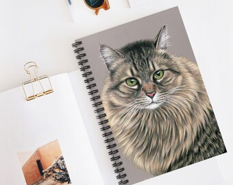 Brown Tabby Maine Coon Siberian Norwegian Forest Cat Spiral Notebook Journal Diary