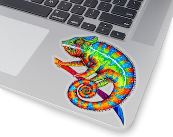 Colorful Rainbow Panther Chameleon Psychedelic Lizard Hippie Reptile Vinyl Stickers