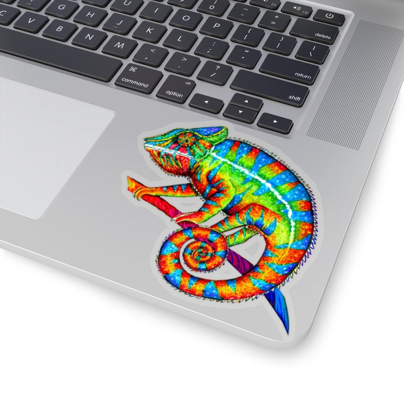 Colorful Rainbow Panther Chameleon Psychedelic Lizard Hippie Reptile Vinyl Stickers immagine 1