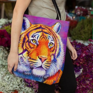 Colorful Rainbow Bengal Tiger Tote Bag