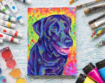11" x 14" Custom Colorful Pet Portrait Pop Art Hand Painted Acrylic Painting on Stretched Canvas Dog Cat Memorial From Your Photo
