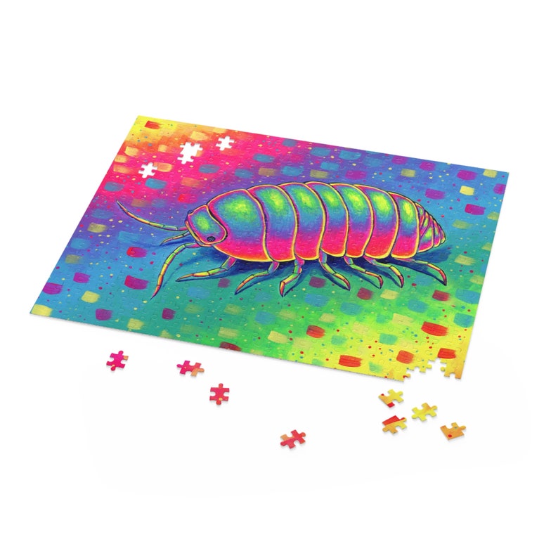 Rainbow Isopod Colorful Cute Roly Poly Psychedelic Pill Bug Trippy Woodlouse Jigsaw Puzzle 120, 252, 500-Piece image 4