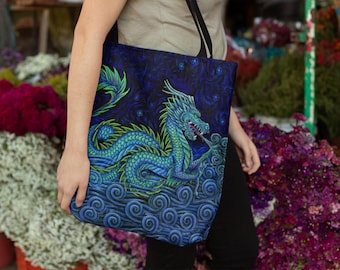 Chinese Azure Dragon Asian Blue Dragon Eastern Green Dragons Tote Bag