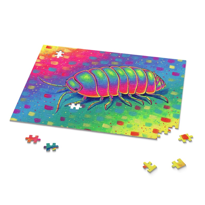 Rainbow Isopod Colorful Cute Roly Poly Psychedelic Pill Bug Trippy Woodlouse Jigsaw Puzzle 120, 252, 500-Piece image 3