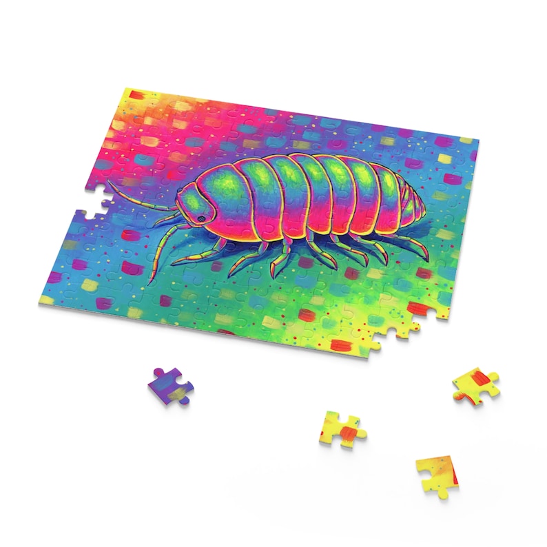 Rainbow Isopod Colorful Cute Roly Poly Psychedelic Pill Bug Trippy Woodlouse Jigsaw Puzzle 120, 252, 500-Piece image 2