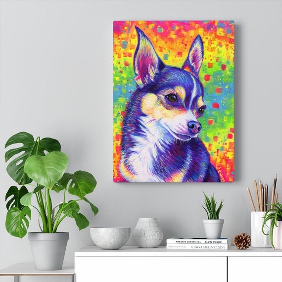 Psychedelic Rainbow Cute Chihuahua Dog Pop Art Canvas Wall Art Print Etsy UK