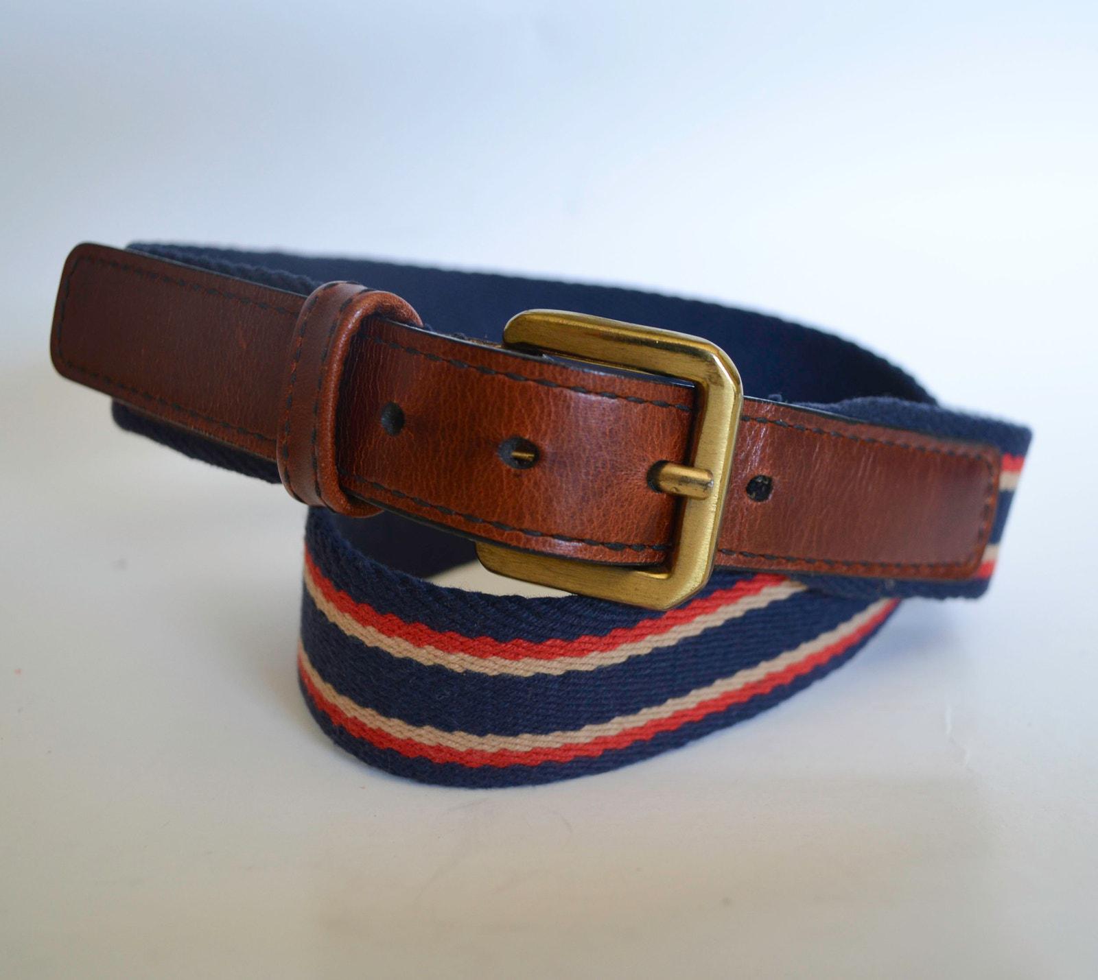 Vintage Striped Leather Belt - Etsy