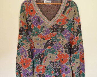 Vintage Clothing Vintage Pullover Missoni Sport Vintage 80s V Neck