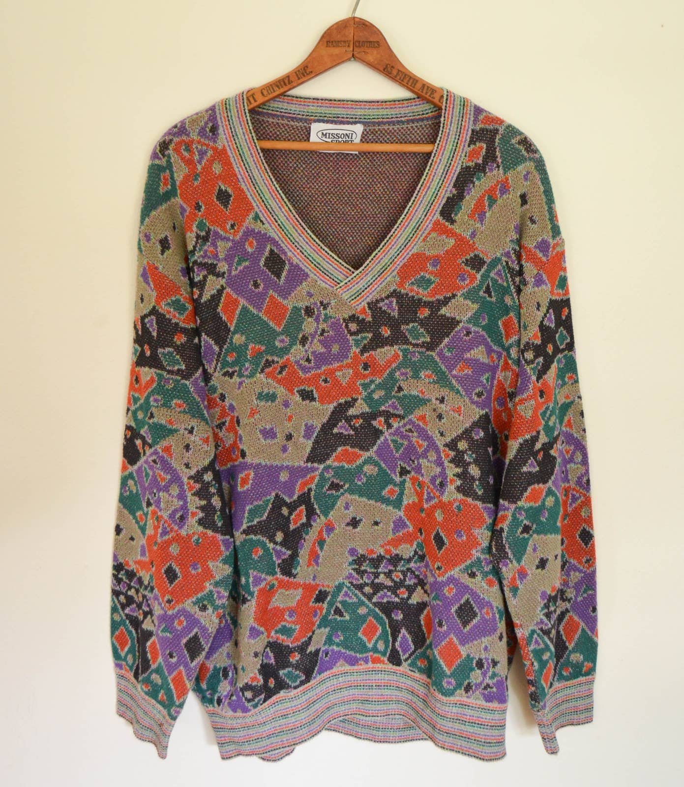 Missoni Sport Vintage 80s V Neck Sweater - Etsy
