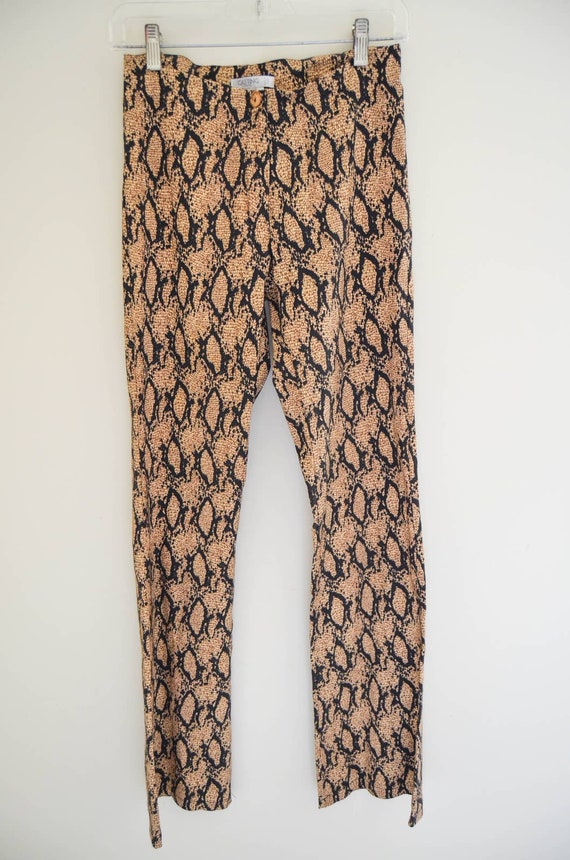 Vintage Y2K Designer Snake Print Flared Pants - image 3