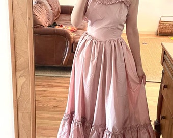 Vintage 80s Taffeta Prom Dress Size X Small