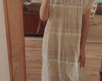 Vintage Embroidered Woven Tunic Dress