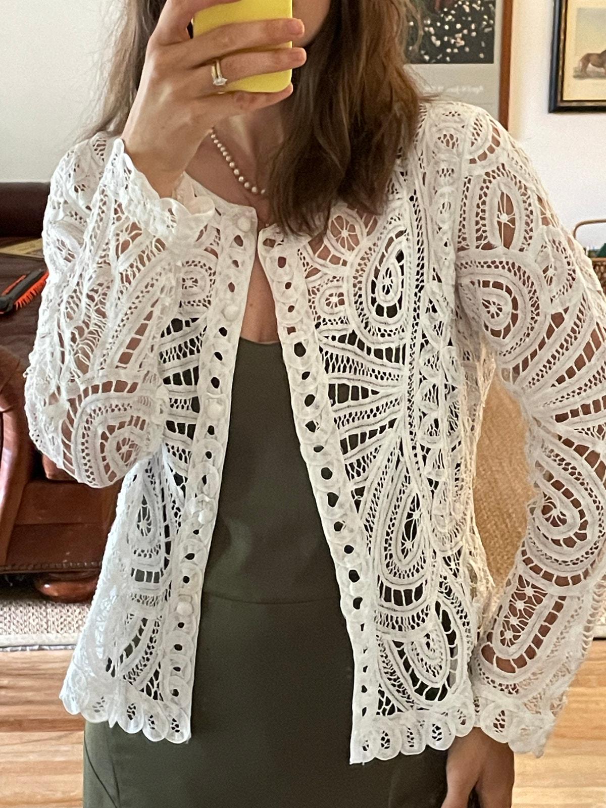 Amazon.com: Women Lace Jacket Sheer Floral Baseball Plus