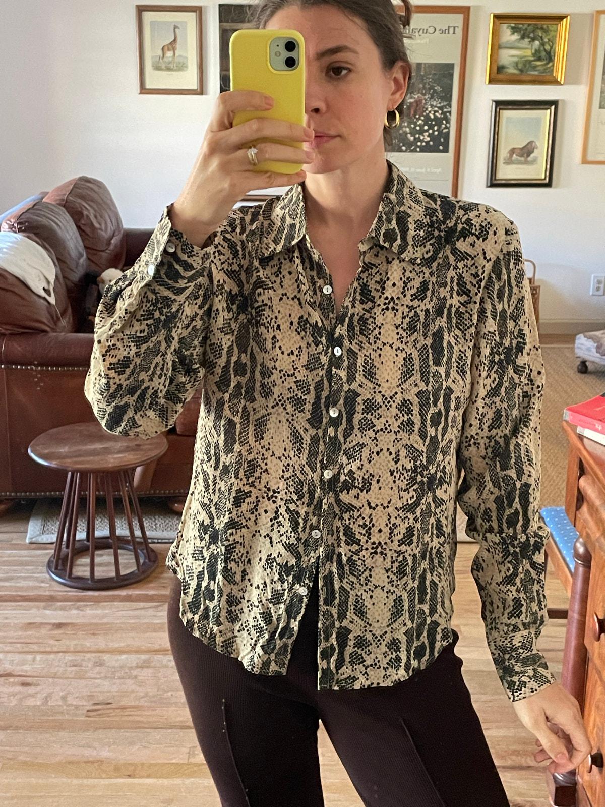 Michael Kors Plus Womens Floral Print 3/4 Sleeves Blouse