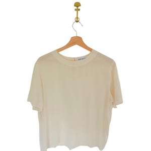 Anna and Frank Cream Silk Short Sleeve Shell Blouse Size Large