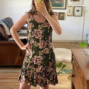 Vintage 90s Floral Rayon Sundress Size Medium