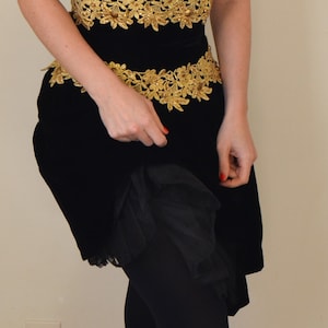Vintage Jessica McClintock Black Velvet Strapless Mini Dress
