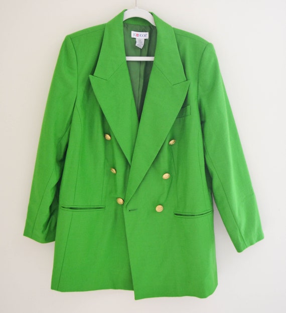 Lime Green Oversize Wool Double Breasted Blazer - Etsy