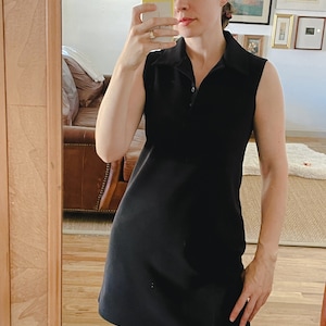 Vintage Black 90s Collared Tank Dress Size Medium