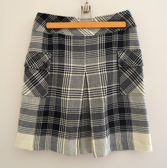 Vintage Plaid Wool Pleated Mini Skirt Size Small - image 2