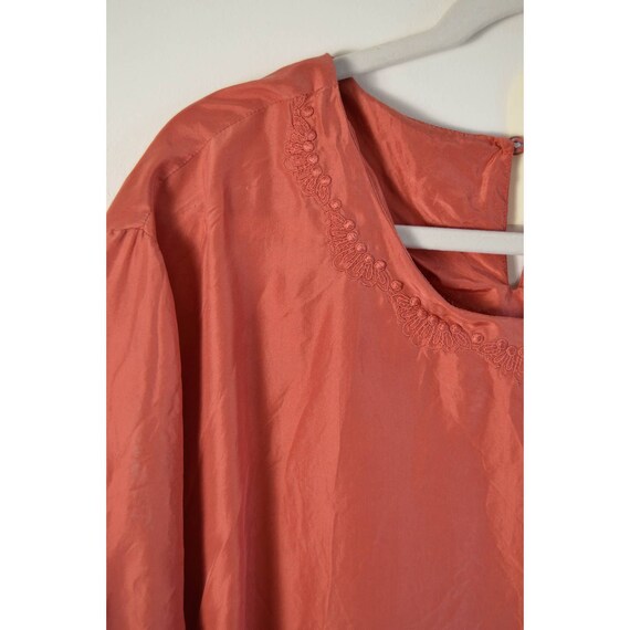 Vintage Coral Silk Embroidery Detail 