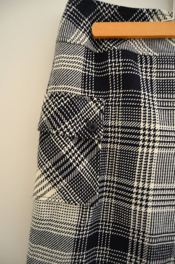 Vintage Plaid Wool Pleated Mini Skirt Size Small - image 3