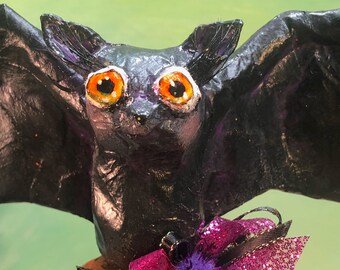 6" Bat on Pumpkin, wine cork.