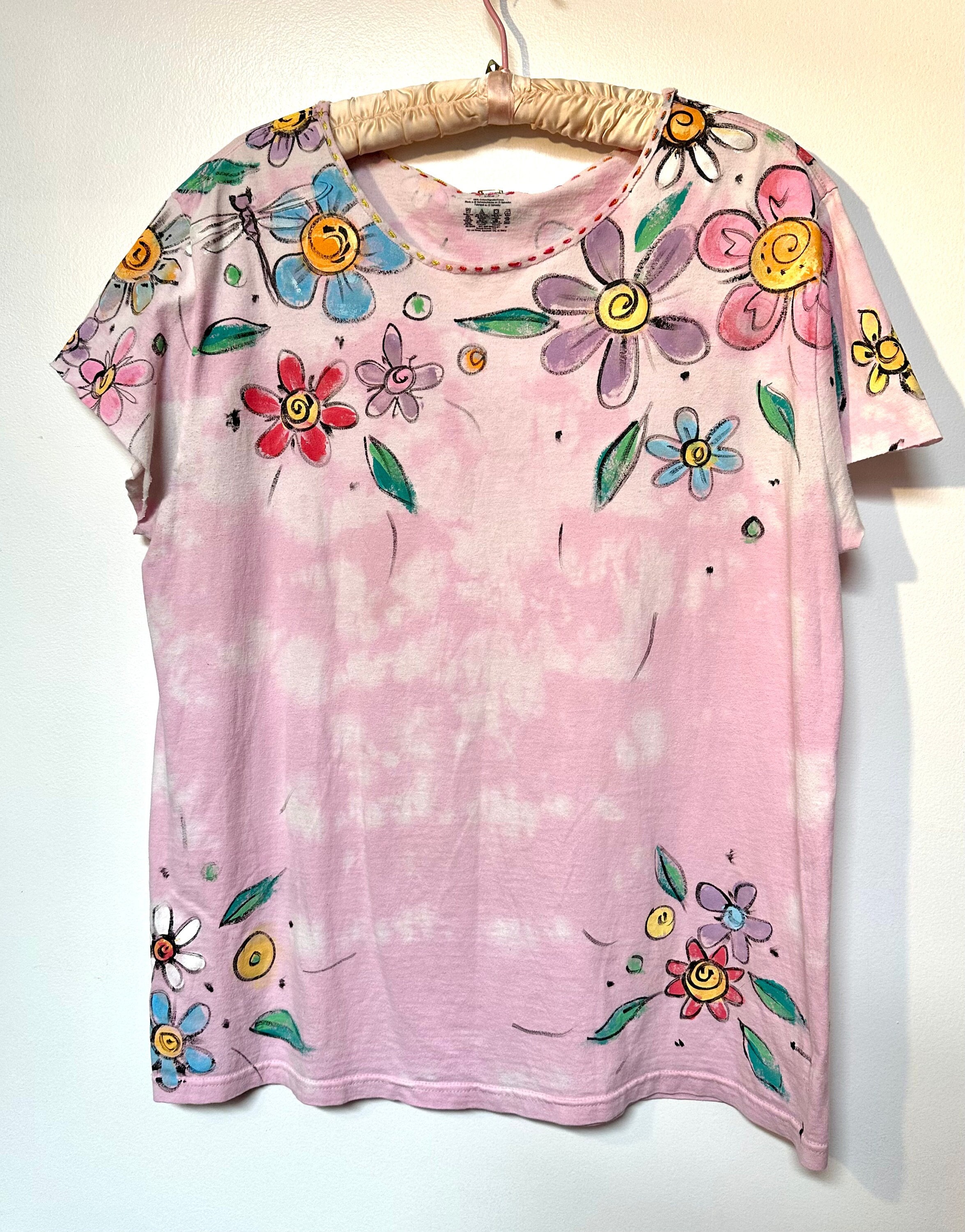 [LALAFOX]FLOWER PAINTING CROP T-SHIRT /追跡付 라라폭스(LALAFOX) FLOWER PAINTING CROP T-SHIRT GREEN
