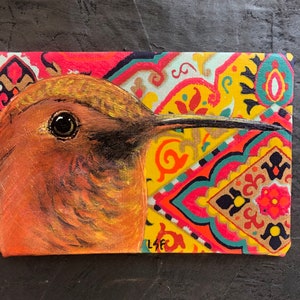 6&quot;x4&quot;x1/4&quot; Hummingbird, acrylic paint on hand made paper.