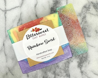 RAINBOW SWIRL Soap Handmade Natural Vegan Rainbow Soap