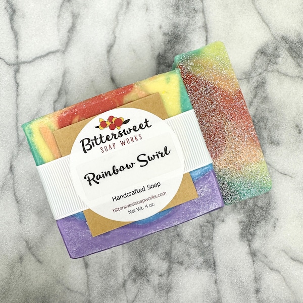 RAINBOW SWIRL Soap Handmade Natural Vegan Rainbow Soap