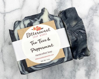 TEA TREE & PEPPERMINT Soap Natural Vegan Tea Tree Peppermint Essential Oil Soap