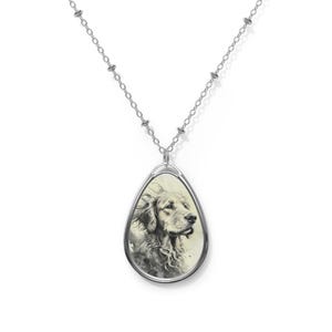 Elegant Oval Dog Portrait Necklace, Memorial Jewelry, Pet Lover Gift, Personalized Charm, Dog Owner Accessory, Animal Lover Jewelry