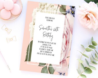 Printable Personalised Welcome Sign Birthday Party Floral 18th 21st 30th 40th 50