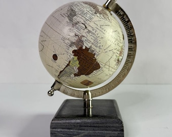 REPOGLE World Classic Desk Globe 8.75" Tall on Grey Marble Base 5.25" Diameter