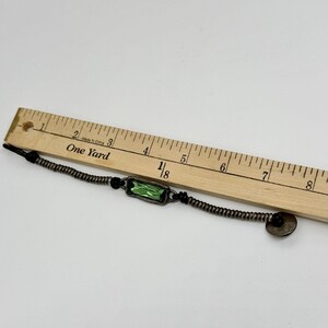 UNOde50 Silver-Plated Bead Leather Bracelet w/Large Green Crystal Ser Magnetica image 5