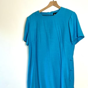 plus size 90s vintage dress / plus size vintage teal dress / 1990s plus size fashion / vintage 90s plus size business casual dress  size 18