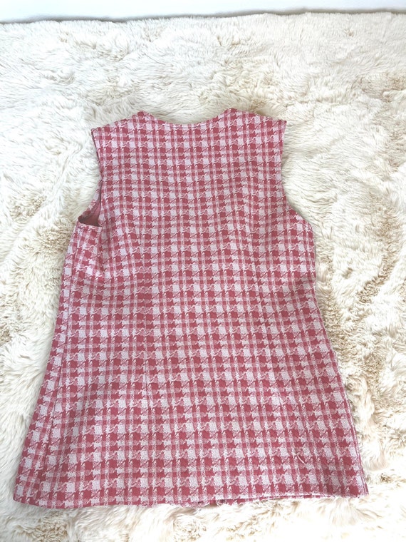 70s pink plaid vintage vest / vintage houndstooth… - image 6