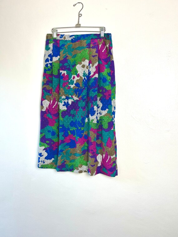 70s vintage skirt / colorful vintage skirt / 80s v