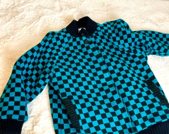 Chaqueta vintage de cuadros talla grande / Chaqueta de los 80 y 90 / Tallas grandes de los 80 y 90 / New Wave ska punk / Suéter de cuadros / Talla 14 Talla 16 Talla 18