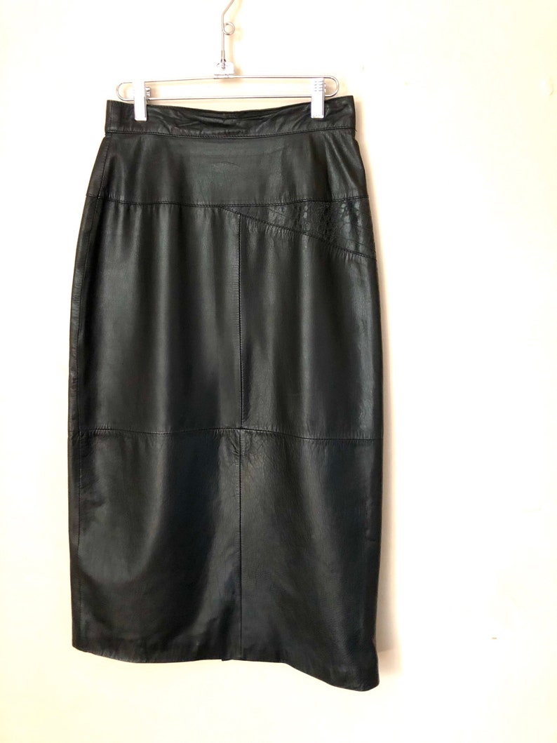 90s vintage leather skirt // long black leather skirt // 80s leather skirt // 90s leather skirt // black leather skirt // size 4, size 6 image 4