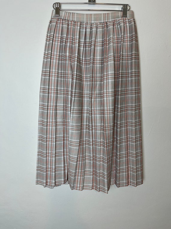 plus size pink plaid tartan skirt / plus size vint