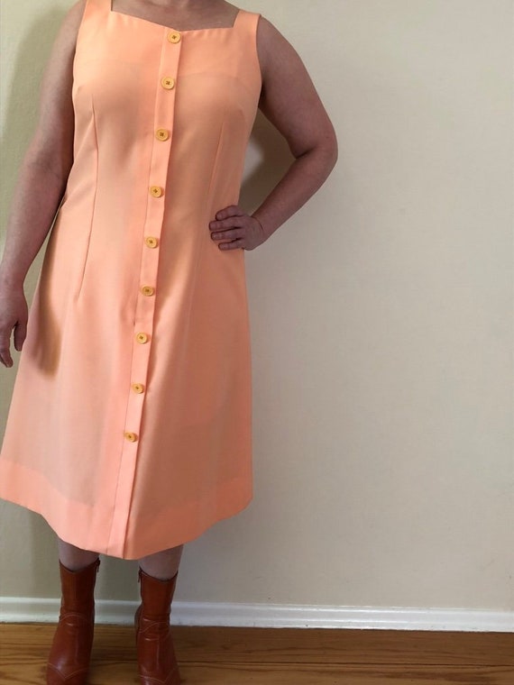 90s Vintage Button up Dress / Vintage Day Dress / Vintage 1990s Tank Top  Dress / Midsize Peach 90s Vintage Dress / Size 10 Size 12 Size 14 - Etsy